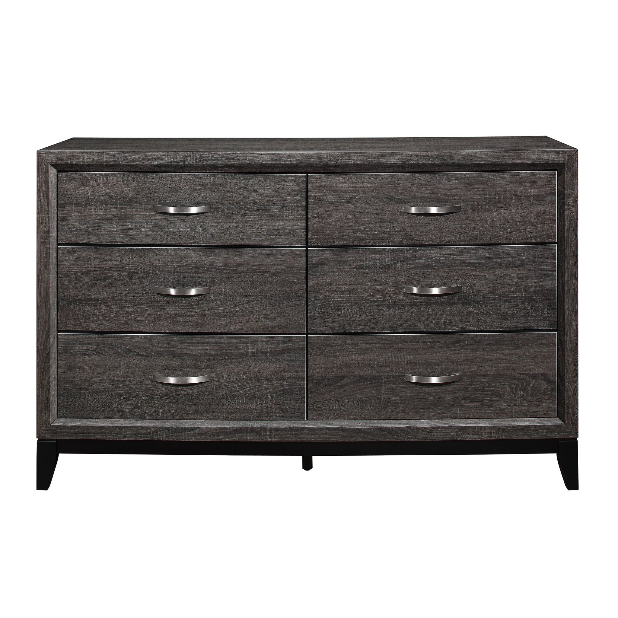 Contemporary Design 1Pc 6 Drawers Dresser Gray Finish Polished Hardware Wooden Bedroom Furniture Gray Bedroom Modern Wood