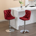 Swivel Velvet Barstools Adjusatble Seat Height From 25 33 Inch, Chrome Base Bar Stools With Backs Comfortable Tufted For Home Pub And Kitchen Island, Wine Red,Burdy,Set Of 2,1712Wr Burgundy Dining Room American Design Bar Stools Foam Velvet