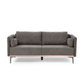 Modern Sofa 3 Seat Couch With Stainless Steel Trim And Metal Legs For Living Room, Grey Grey Foam