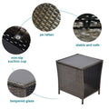 Outdoor Side Coffee Table with Storage Shelf,All black+gold-weather resistant frame-garden &