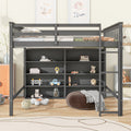 Full Size Loft Bed With 8 Open Storage Shelves And Built In Ladder, Gray Gray Solid Wood Mdf