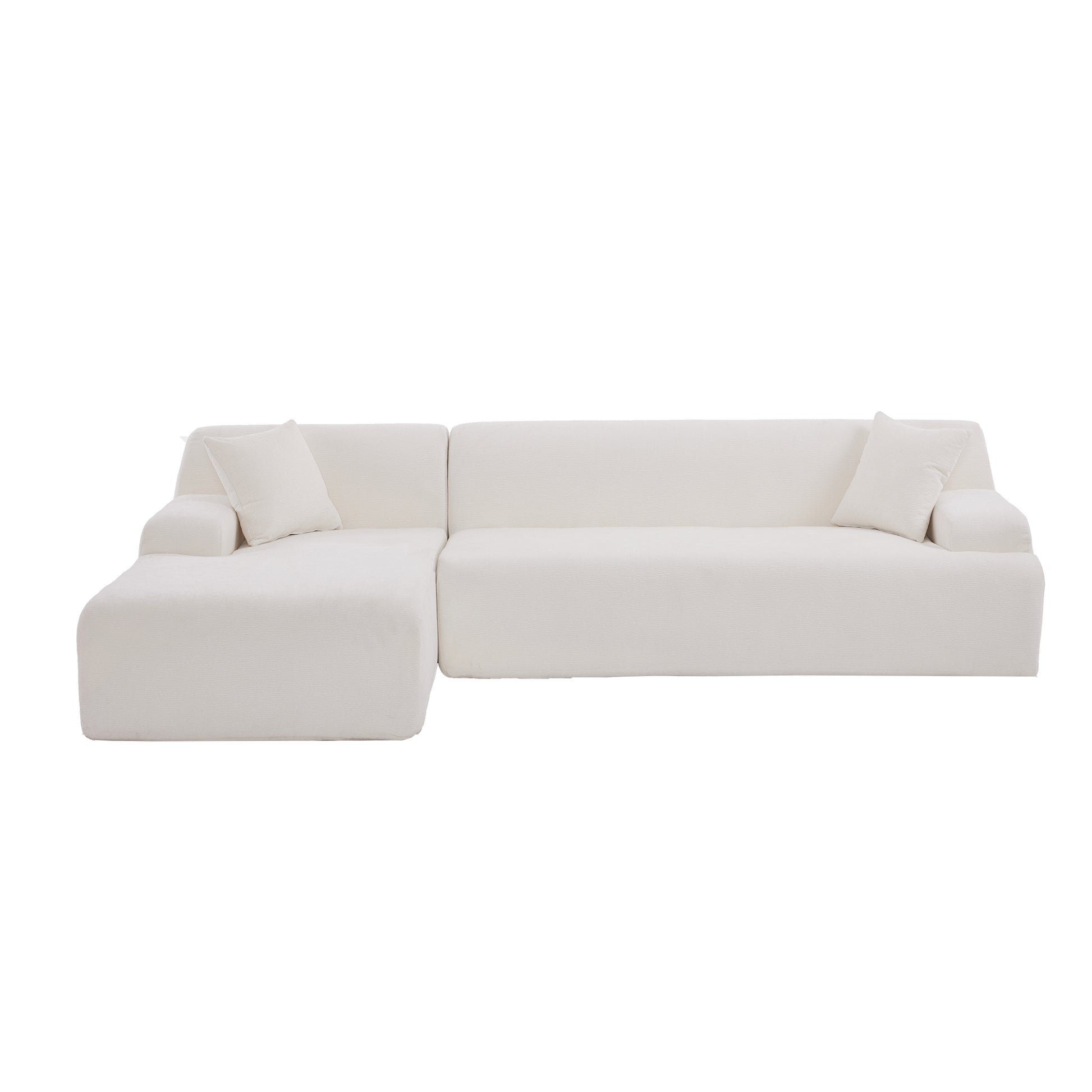 Modern Large L Shape Modular Sectional Sofa For Living Room, Bedroom, Salon, 2 Piece Free Combination, Simplified Style Beige Polyester 3 Seat