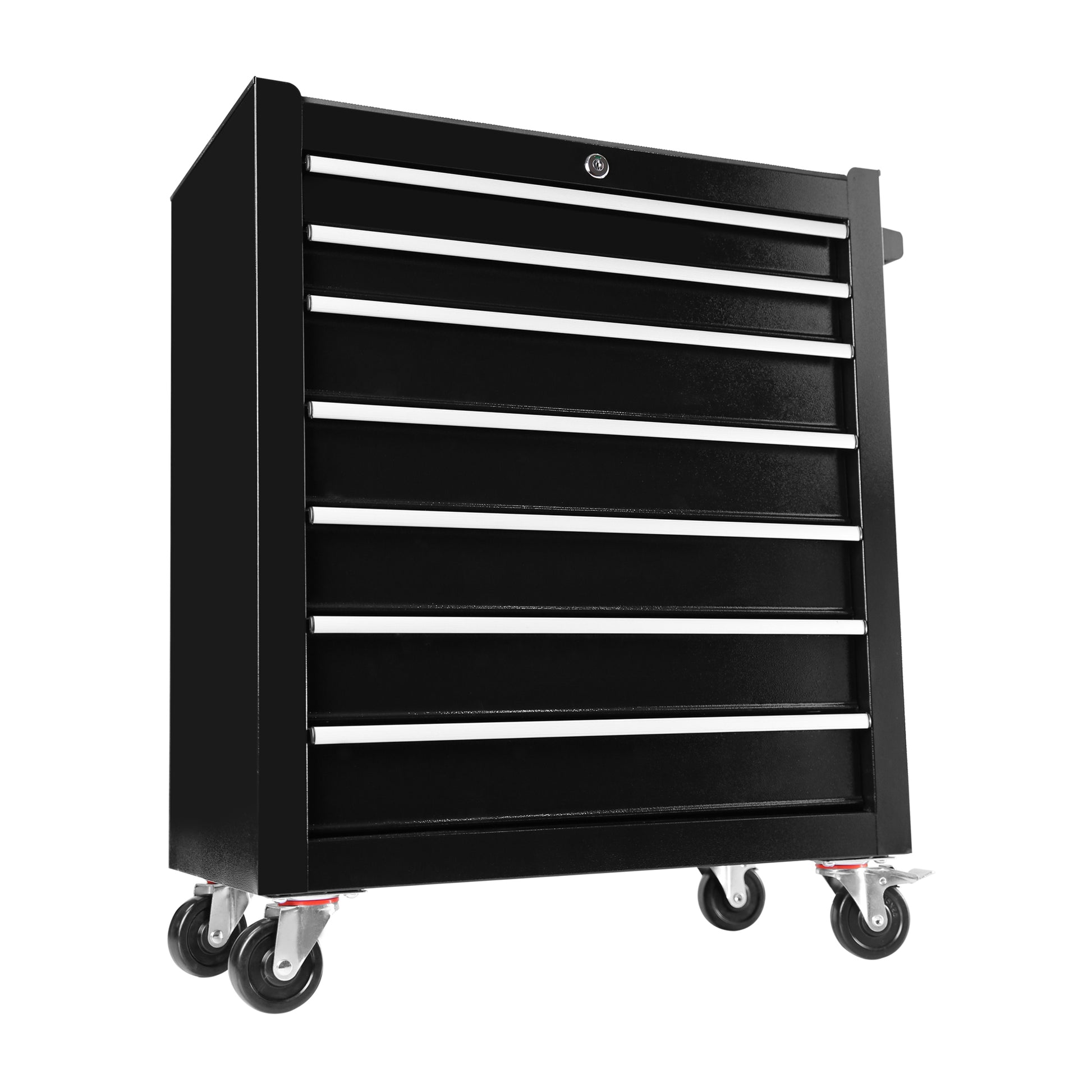 7 Drawers Rolling Tool Chest With Wheels, Portable Rolling Tool Box On Wheels, Tool Chest Organizer For Garage, Workshop, Home Crafts Use Black Black Steel