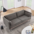 Modern Sofa 3 Seat Couch With Stainless Steel Trim And Metal Legs For Living Room, Grey Grey Foam