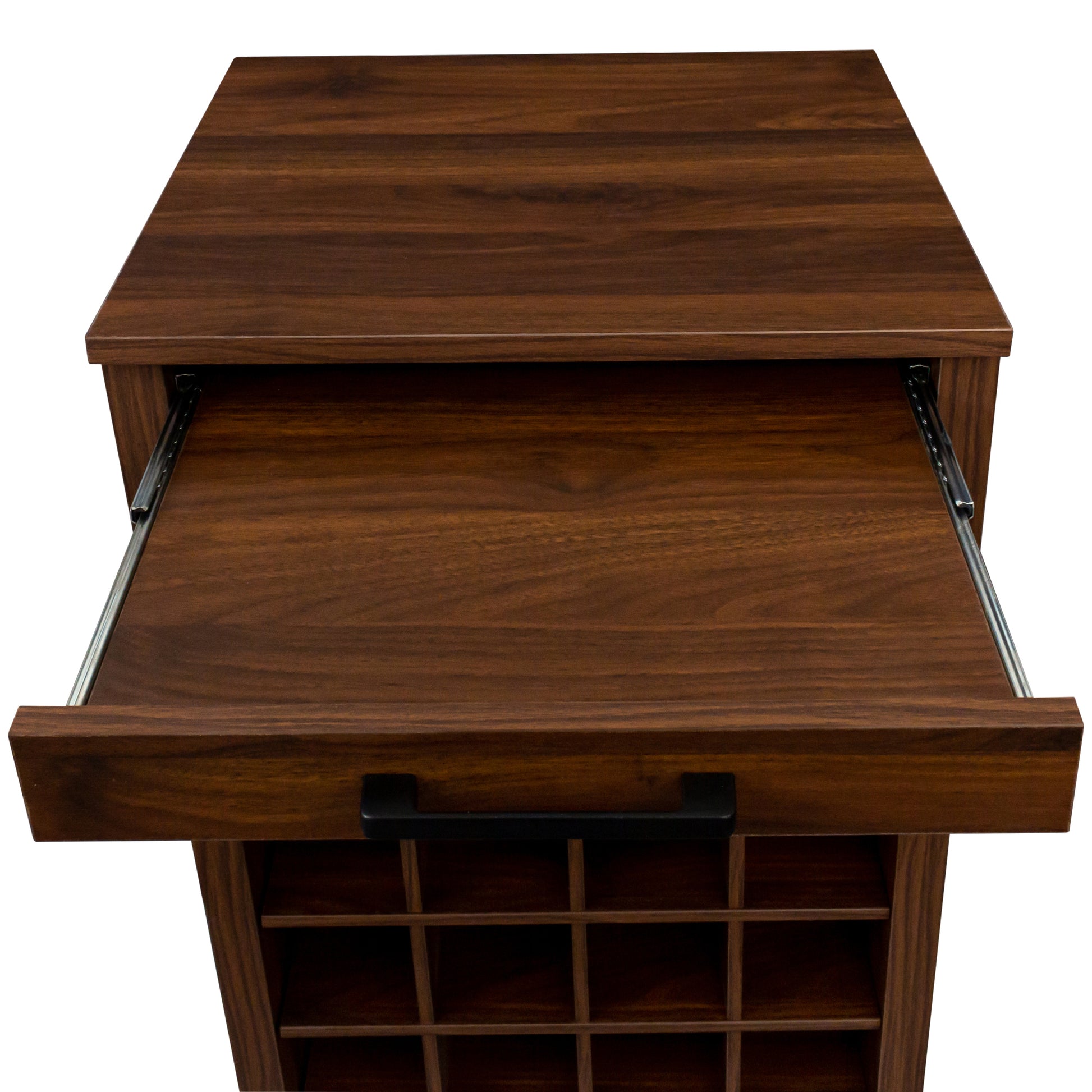 Brown Walnut Color Modular 24 Wine Bar Cabinet Buffet Cabinet Walnut Brown Mdf