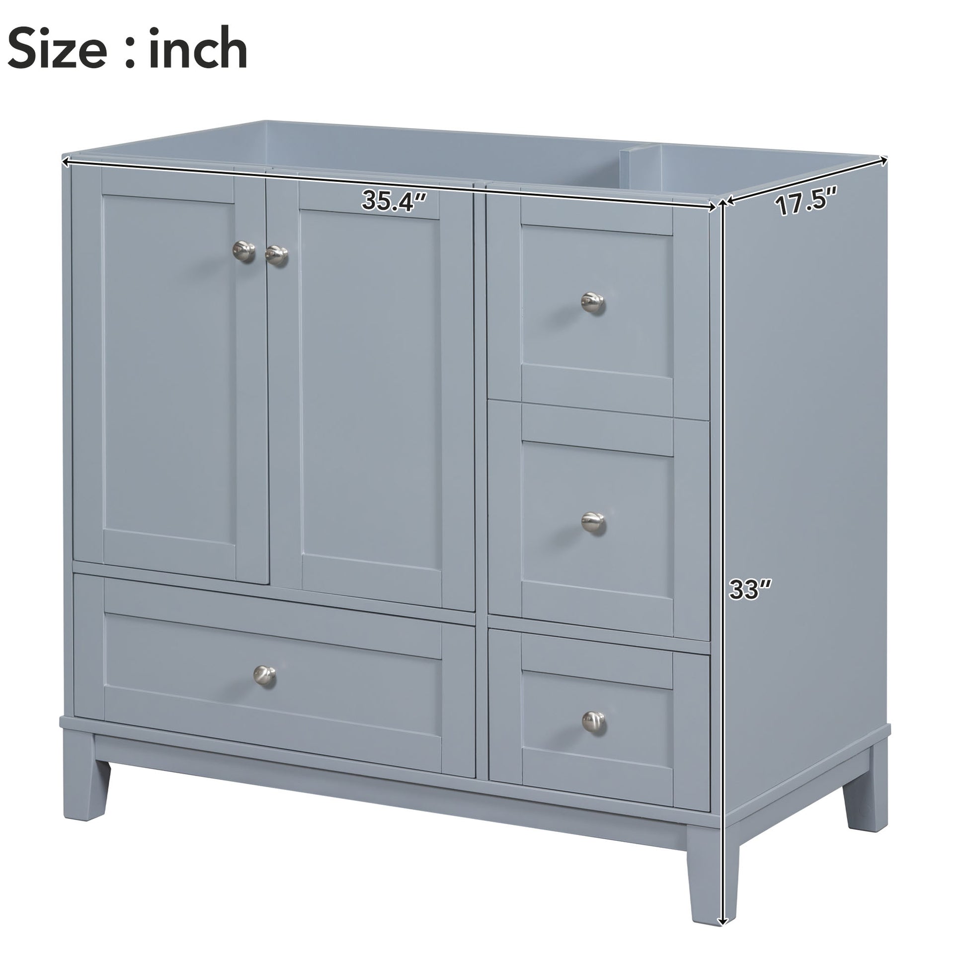 Cabinet Only 36" Bathroom Vanity Grey Blue Sink Not Included Grey Blue Solid Wood Mdf