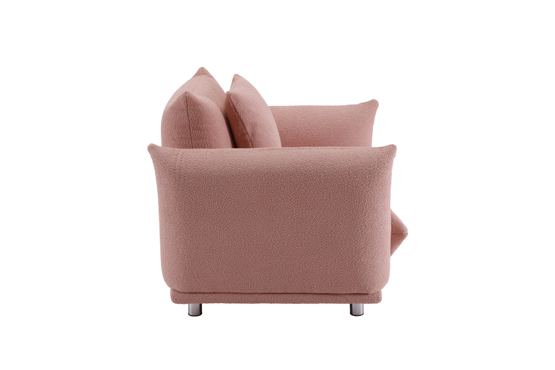 Oversized Loveseat Sofa For Living Room, Sherpa Sofa With Metal Legs, 3 Seater Sofa, Solid Wood Frame Couch With 2 Pillows, For Apartment Office Living Room Pink Pink Wood Primary Living Space Medium Soft Heavy Duty Eucalyptus Foam Fabric 2 Seat