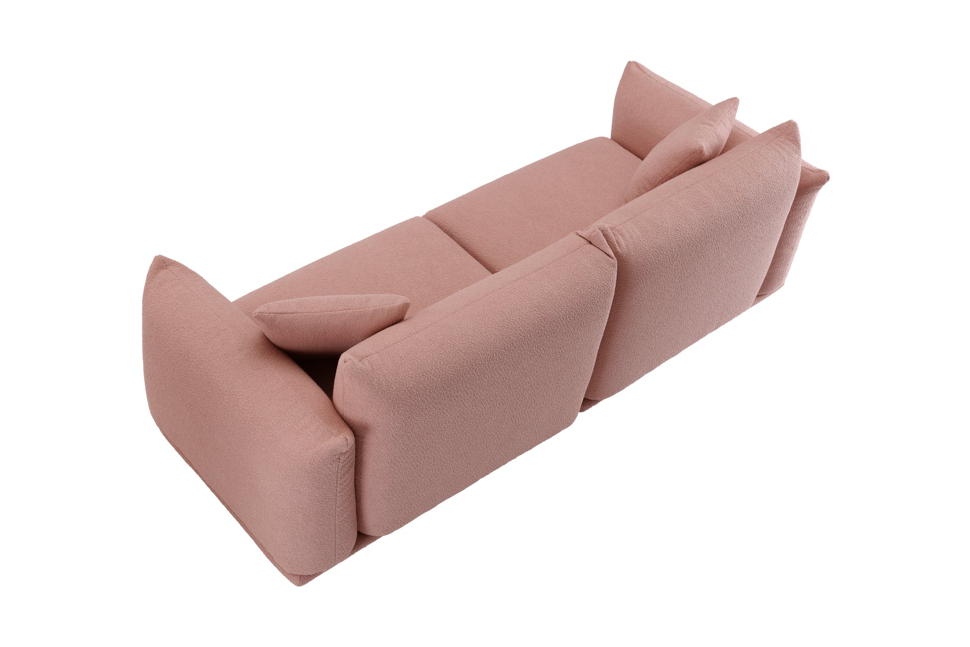 Oversized Loveseat Sofa For Living Room, Sherpa Sofa With Metal Legs, 3 Seater Sofa, Solid Wood Frame Couch With 2 Pillows, For Apartment Office Living Room Pink Pink Wood Primary Living Space Medium Soft Heavy Duty Eucalyptus Foam Fabric 2 Seat