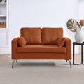 Loveseat Living Room Sofa,With Square Arms And Tight Back, With Two Small Pillows,Corduroy Orange Orange Foam