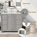 Contemporary Gray Bathroom Vanity Cabinet 36X18X34 Inches, 4 Drawers & 1 Cabinet Door, Multipurpose Storage, Resin Integrated Sink, Adjustable Shelves, Solid Wood Frame With Mdf Gray Modern Solid Wood Mdf Resin