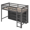 Twin Size Loft Bed With 8 Open Storage Shelves And Built In Ladder, Gary Gray Solid Wood Mdf