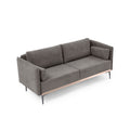 Modern Sofa 3 Seat Couch With Stainless Steel Trim And Metal Legs For Living Room, Grey Grey Foam