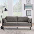 Modern Sofa 3 Seat Couch With Stainless Steel Trim And Metal Legs For Living Room, Grey Grey Foam