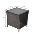 Outdoor Side Coffee Table with Storage Shelf,All black+gold-weather resistant frame-garden &