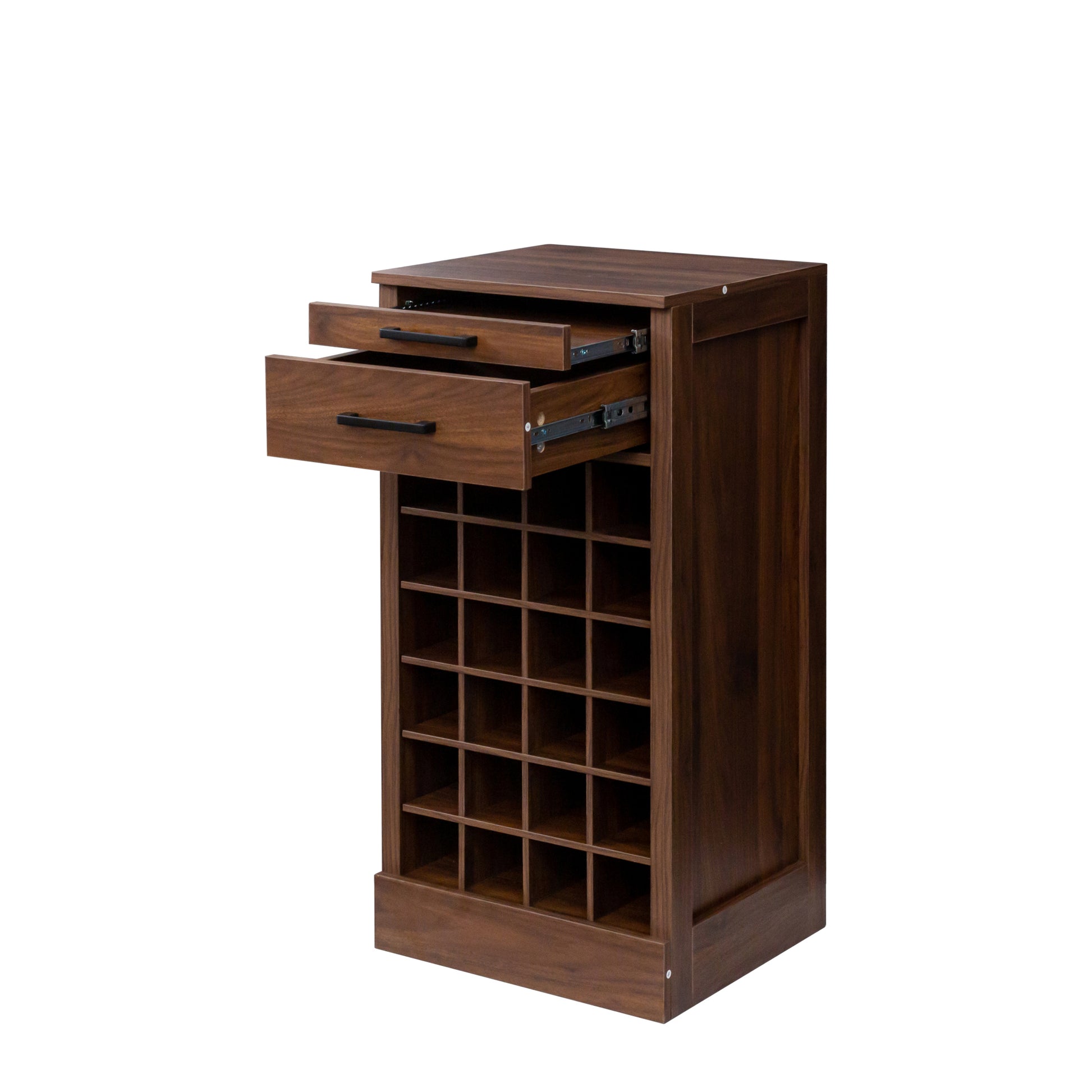 Brown Walnut Color Modular 24 Wine Bar Cabinet Buffet Cabinet Walnut Brown Mdf