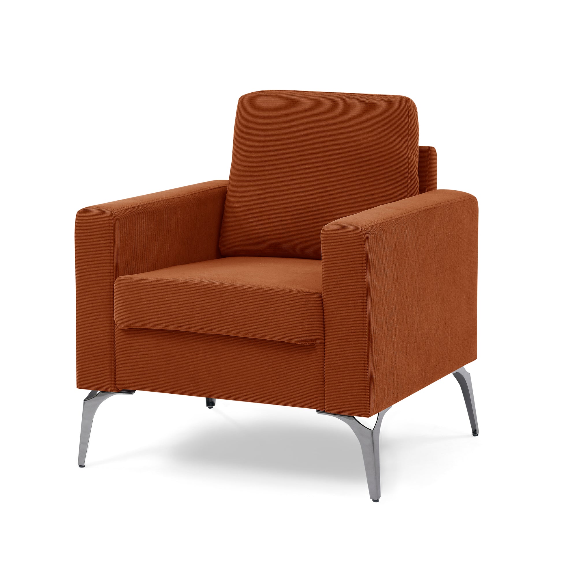 Sofa Chair,With Square Arms And Tight Back ,Corduroy Orange Orange Foam