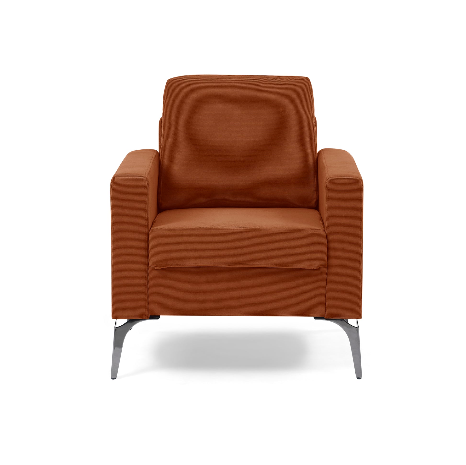 Sofa Chair,With Square Arms And Tight Back ,Corduroy Orange Orange Foam