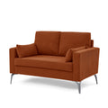 Loveseat Living Room Sofa,With Square Arms And Tight Back, With Two Small Pillows,Corduroy Orange Orange Foam