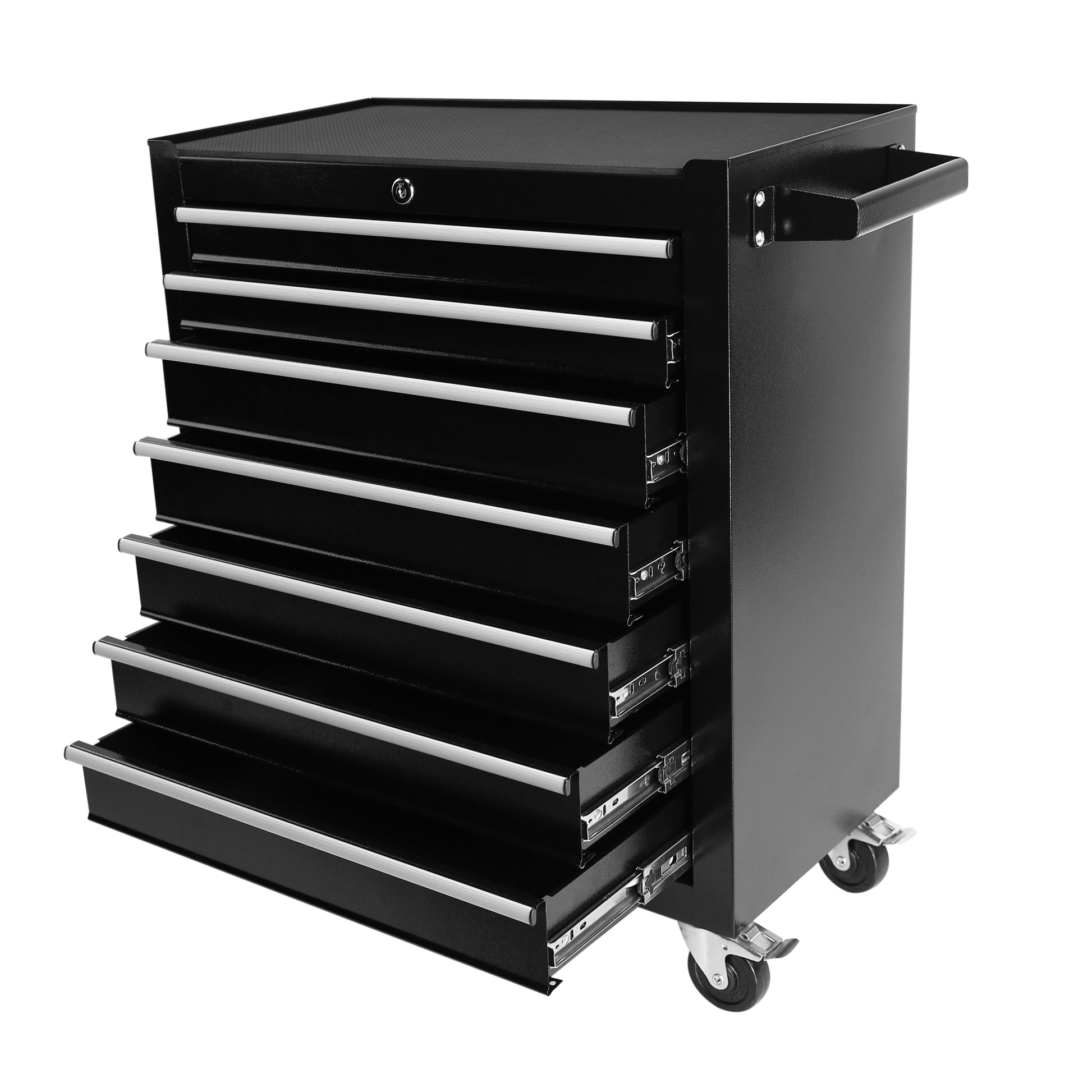 7 Drawers Rolling Tool Chest With Wheels, Portable Rolling Tool Box On Wheels, Tool Chest Organizer For Garage, Workshop, Home Crafts Use Black Black Steel