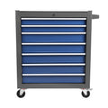 Rolling Tool Chest With 7 Drawer Tool Box With Wheels Multifunctional Tool Cart Mechanic Tool Storage Cabinet For Garage, Warehouse, Workshop, Repair Shop Blue Grey Steel