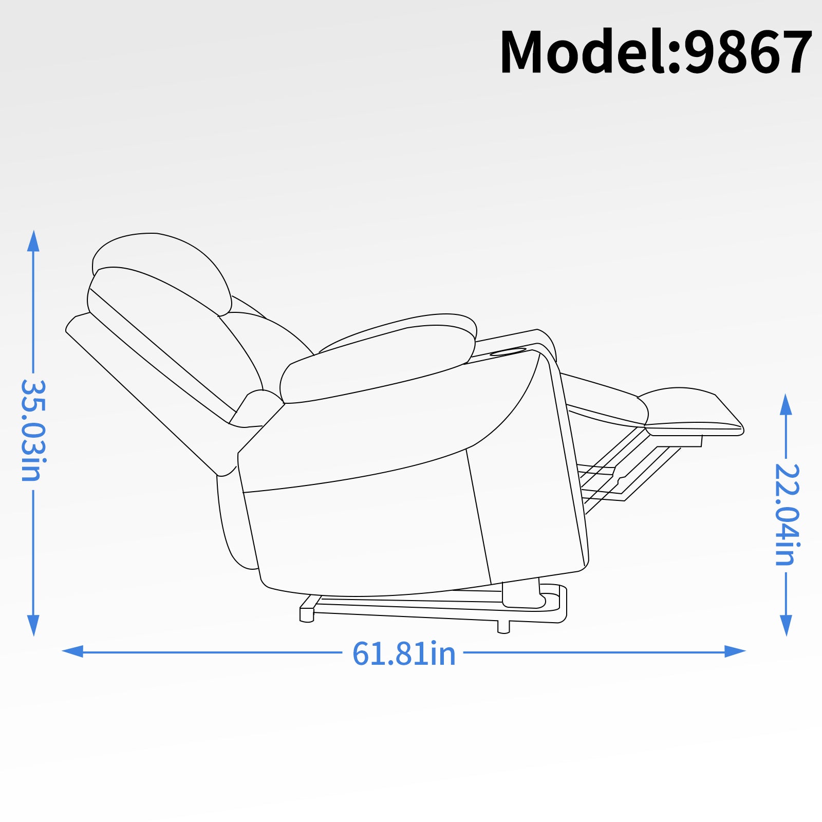 Up To 350 Lbs Chenille Power Lift Recliner Chair, Heavy Duty Motion Mechanism With 8 Point Vibration Massage And Lumbar Heating, Usb And Type C Ports, Stainless Steel Cup Holders, Blue White Metal Primary Living Space Heavy Duty Pine Blue Gray Chenille