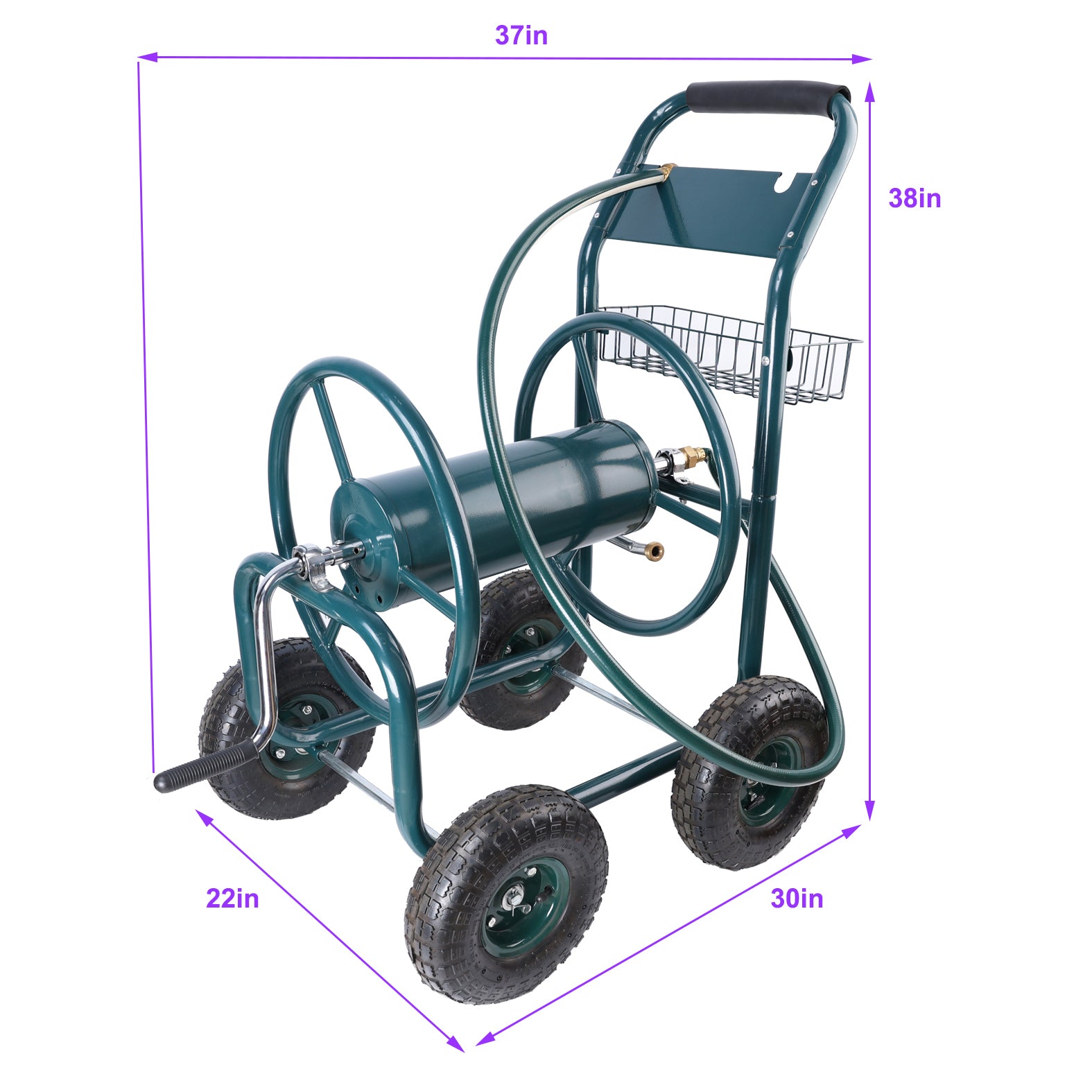 Garden Hose Reel Cart 4 Wheels Portable Garden