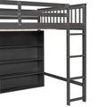 Full Size Loft Bed With 8 Open Storage Shelves And Built In Ladder, Gray Gray Solid Wood Mdf