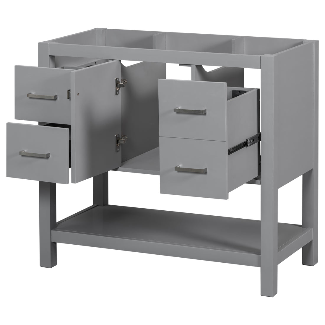 Cabinet Only 36" Gray Modern Bathroom Vanity With Usb Sink Not Included Gray Solid Wood Mdf Resin