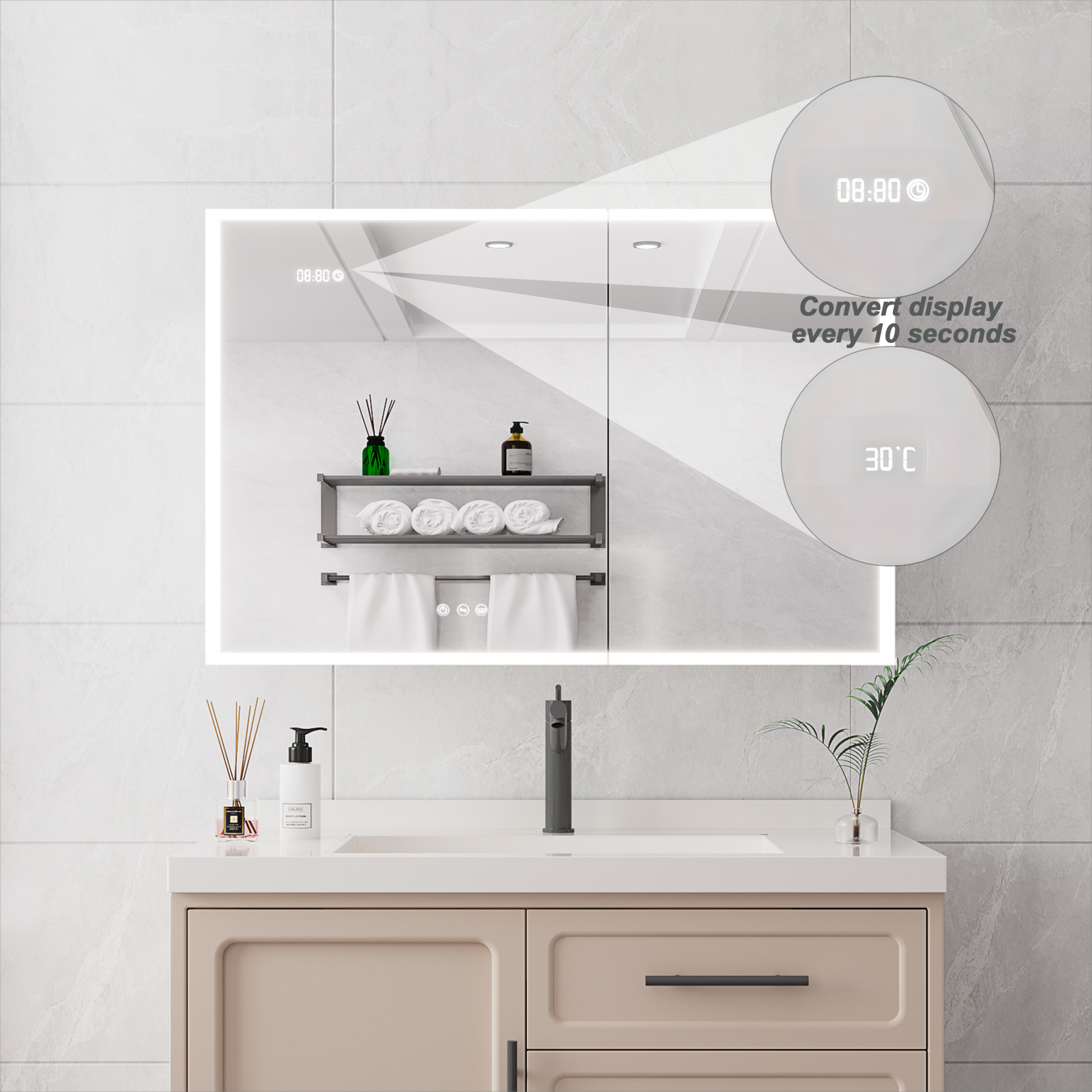 Bathroom Medicine Cabinet with Lights, 36 24 Inch LED mirror included-bathroom-powder