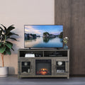 Modern Farmhouse Tv Stand With Electric Fireplace, Fit Up To 65