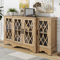 Retro Sideboard Glass Door with Curved Line natural wood-mdf