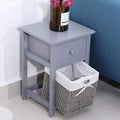 Set Nightstands Bedroom, Simple Wooden Bedside Table Night Stand With Drawer And Storage Basket Household Grey Aqua Grey Solid Wood Mdf