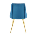 Modern Simple Light Luxury High Sense Dining Chair Home Bedroom Stool Back Dressing Chair Student Desk Chair Metal Legs Set Of 4 Metal Blue Velvet