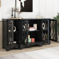 Retro Sideboard Glass Door with Curved Line black-mdf