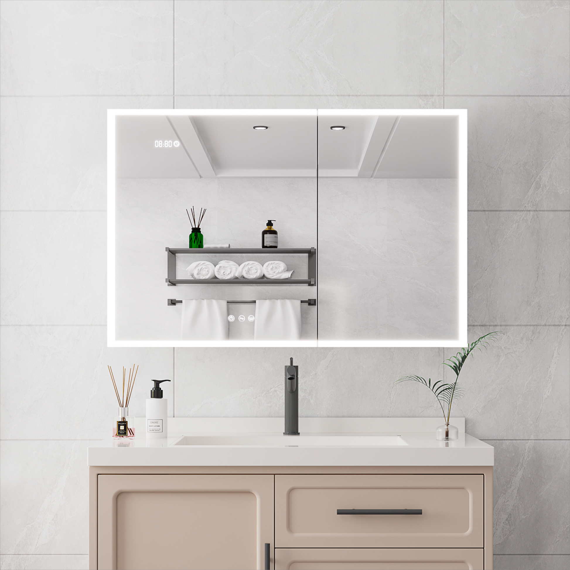 Bathroom Medicine Cabinet with Lights, 36 24 Inch LED mirror included-bathroom-powder