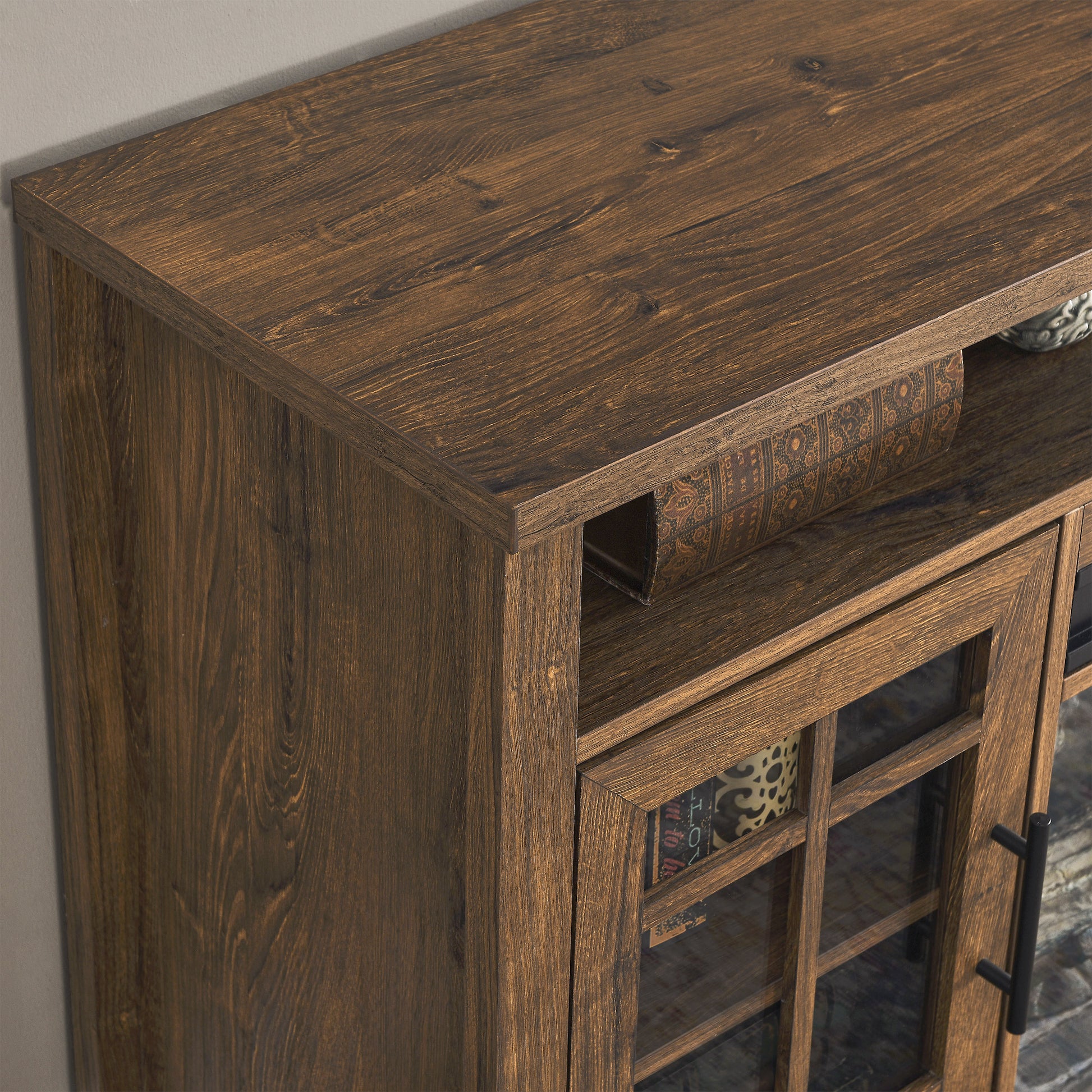 55 Inch Tv Media Stand With Electric Fireplace Kd Inserts Heater,Reclaimed Barnwood Color Powder Coated Electric Reclaimed Barnwood Vent Free Primary Living Space Yes Insert Temptered Glass Stainless Steel Mdf Electric