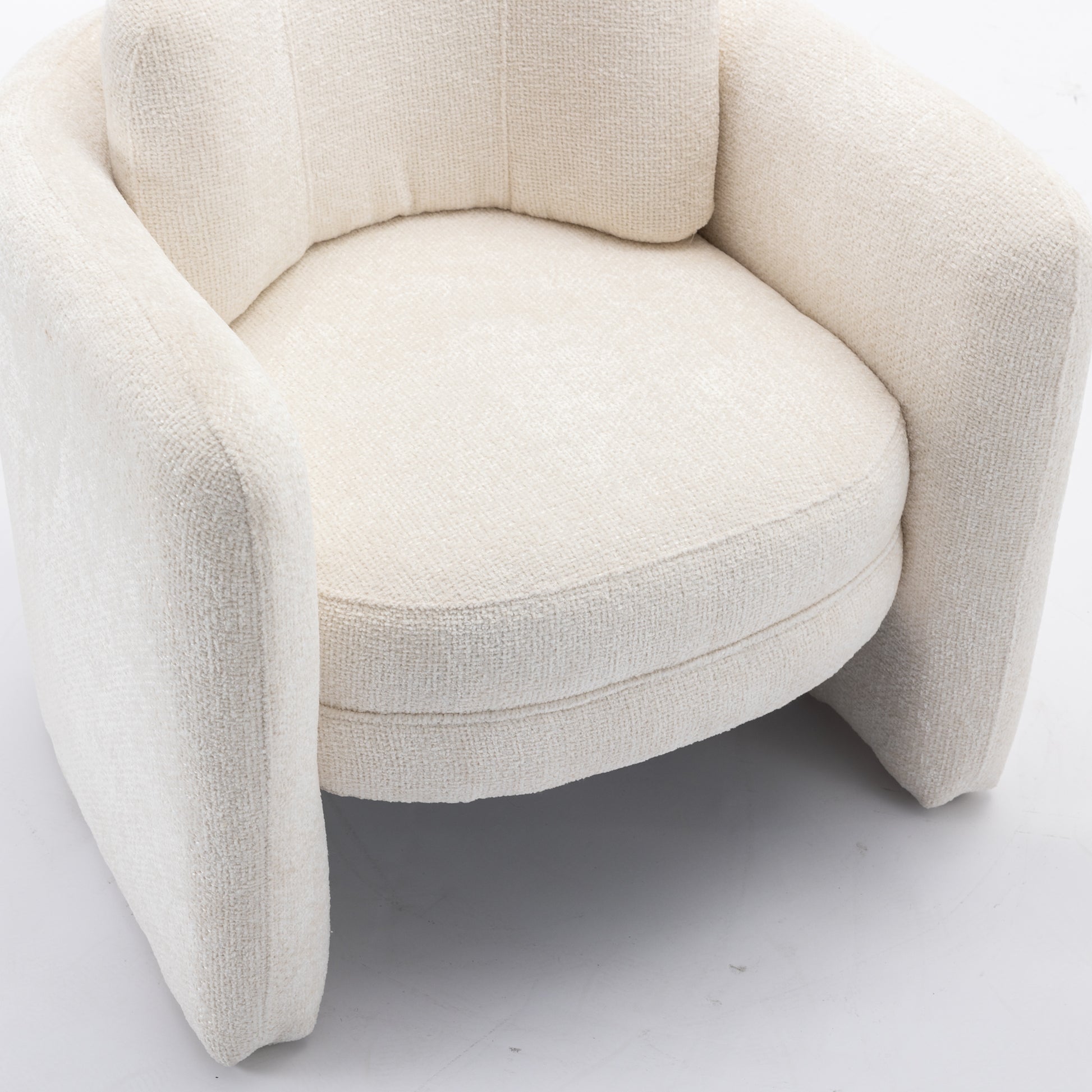 Mid Century Modern Barrel Accent Chair Armchair For Living Room, Bedroom, Guest Room,Office, Ivory Ivory Upholstered