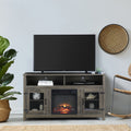 Modern Farmhouse Tv Stand With Electric Fireplace, Fit Up To 65