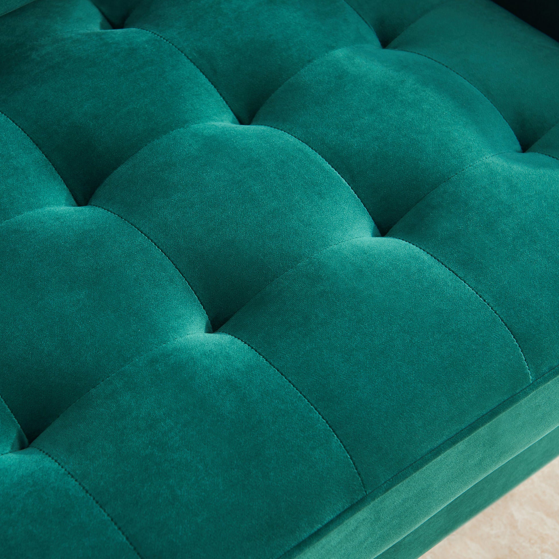 70'' Modern Button Tufted Sofa With 2 Throw Pillows For Living Room,Emerald Emerald Velvet 2 Seat