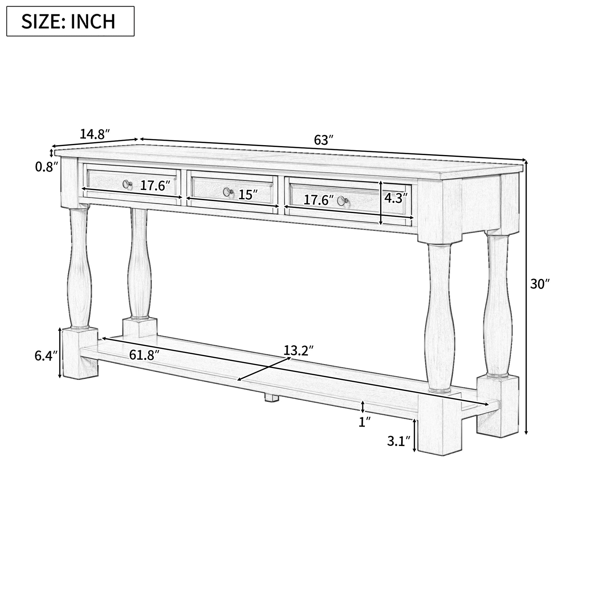 Console Table 63" Long Console Table With Drawers And Shelf For Entryway, Hallway, Living Room Espresso, Old Sku: Wf193795Aab Espresso Solid Wood