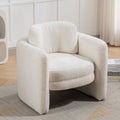 Mid Century Modern Barrel Accent Chair Armchair For Living Room, Bedroom, Guest Room,Office, Ivory Ivory Upholstered