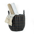 3 Pack Wicker Multi Purposes Basket With Handle Planter Basket Espresso Espresso Plastic Rattan