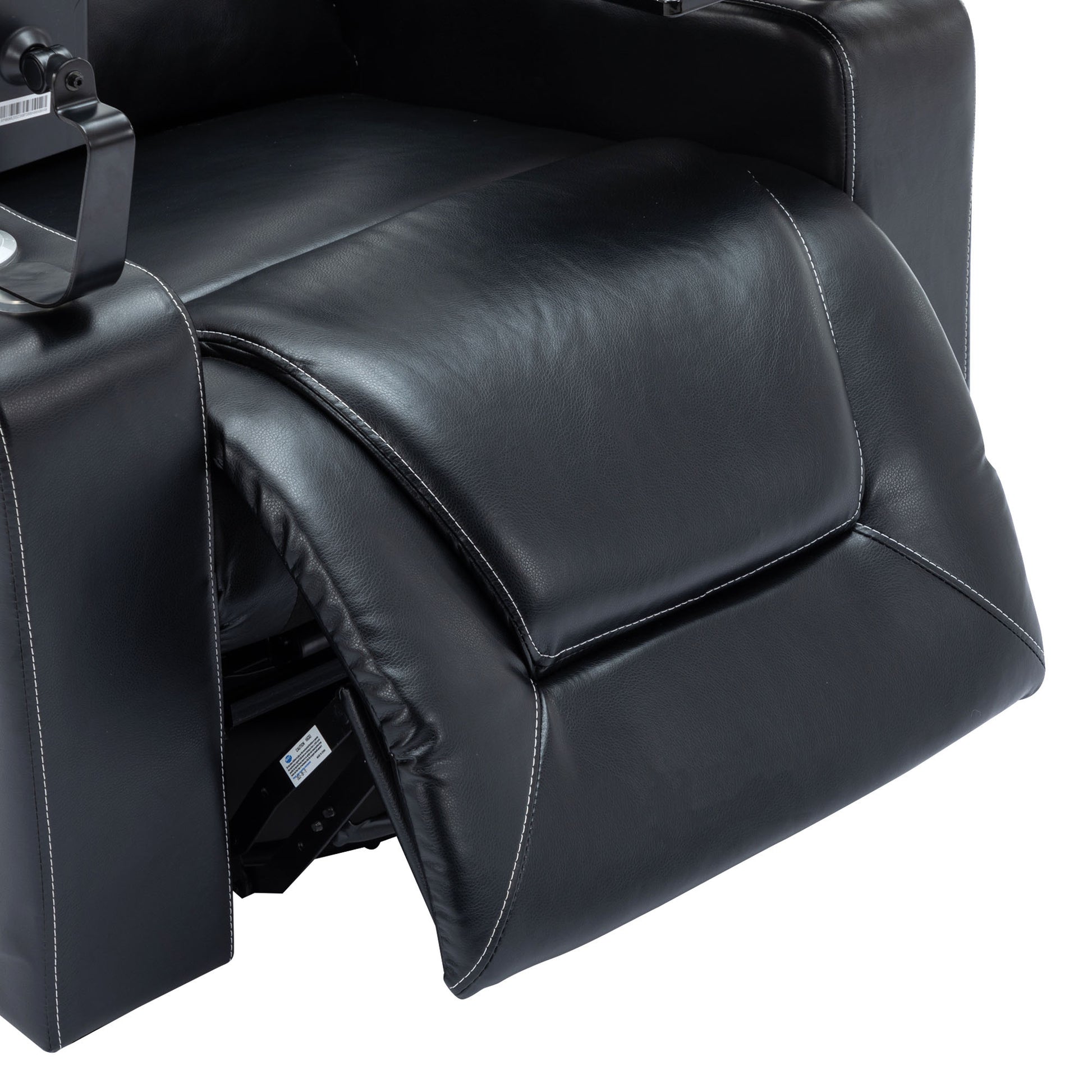 270 Degree Swivel Pu Leather Power Recliner Individual Seat Home Theater Recliner With Surround Sound, Cup Holder, Removable Tray Table, Hidden Arm Storage For Living Room, Black Black Foam Pu Leather