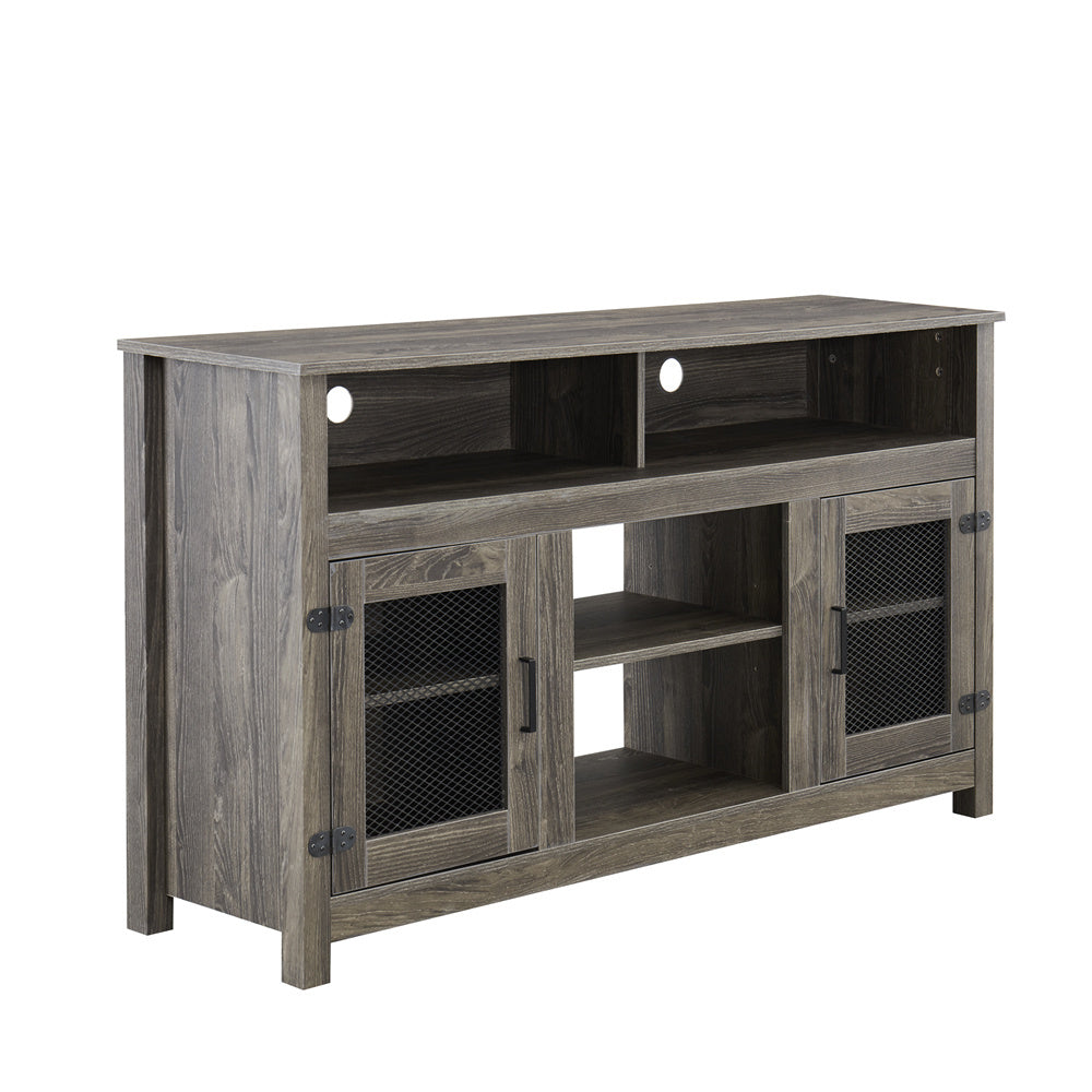 Modern Farmhouse Tv Stand With Electric Fireplace, Fit Up To 65" Flat Screen Tv With Storage Cabinet And Adjustable Shelves Industrial Entertainment Center For Living Room, Grey Grey Mdf