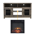 Modern Farmhouse Tv Stand With Electric Fireplace, Fit Up To 65