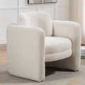 Mid Century Modern Barrel Accent Chair Armchair For Living Room, Bedroom, Guest Room,Office, Ivory Ivory Upholstered