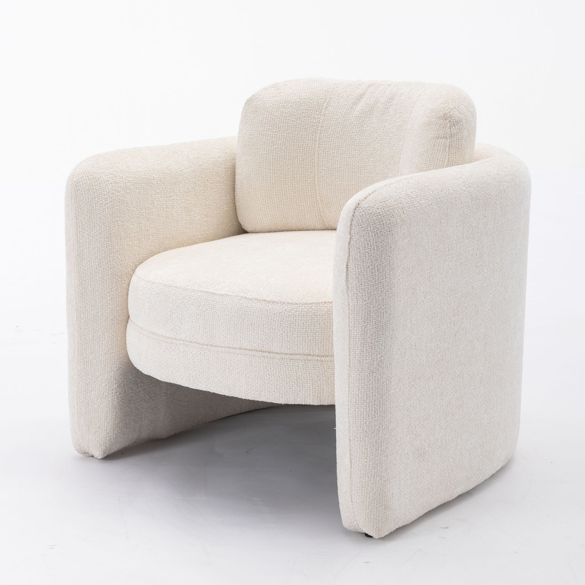 Mid Century Modern Barrel Accent Chair Armchair For Living Room, Bedroom, Guest Room,Office, Ivory Ivory Upholstered