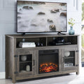 Modern Farmhouse Tv Stand With Electric Fireplace, Fit Up To 65