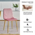 Modern Simple Light Luxury Dining Pink Chair Home Bedroom Stool Back Dressing Chair Student Desk Chair Gold Metal Legs Set Of 4 Pink Metal