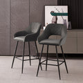 Bar Stools Set Of 2 Velvet Gray Breakfast Dining